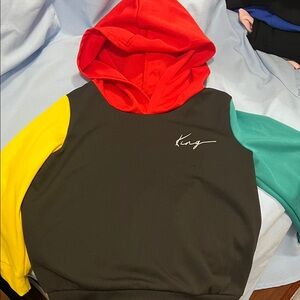 SHEIN Kids Colorblock Hoodie - Red, Yellow, Green, Black